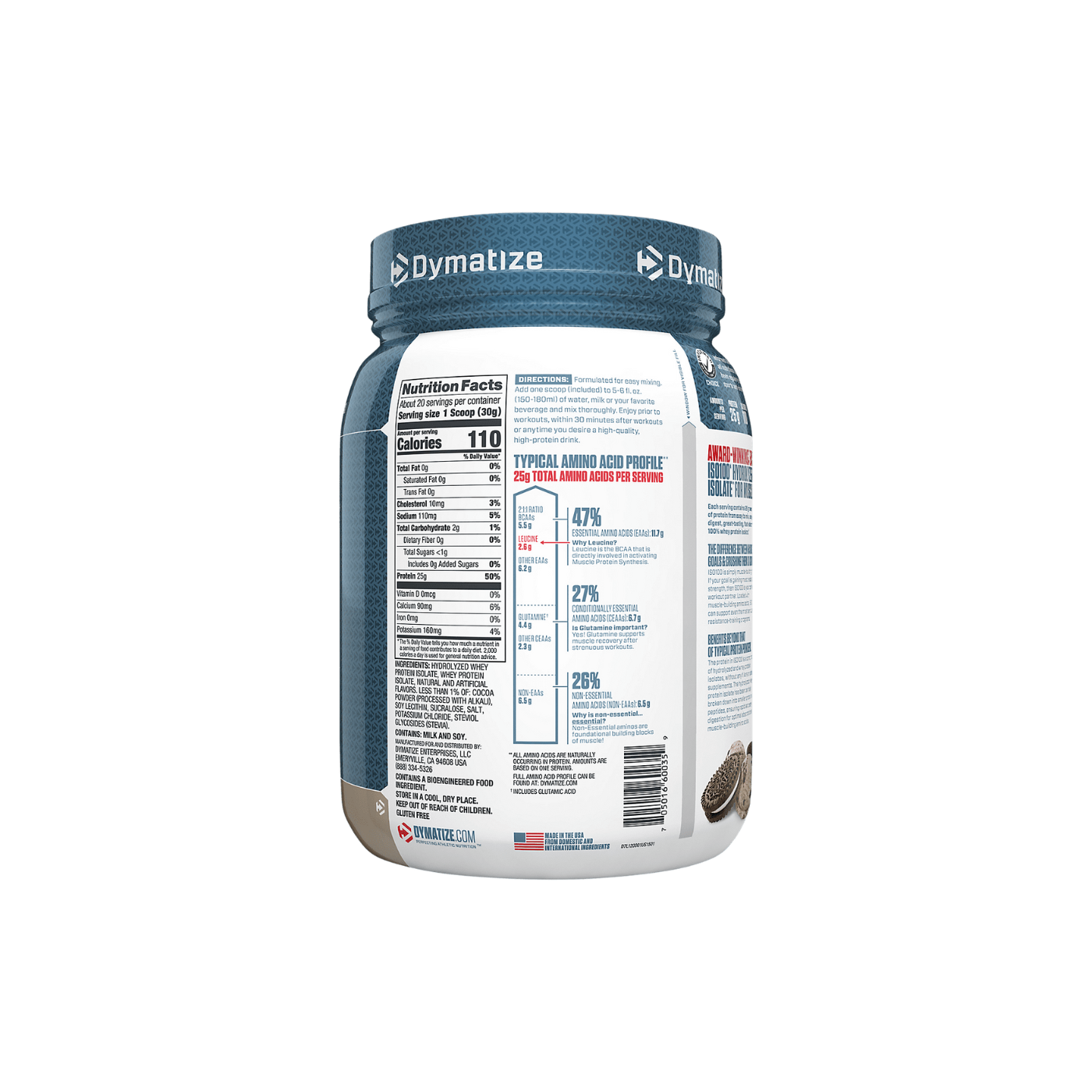 Dymatize Iso 100 20 serv Cookies and Cream