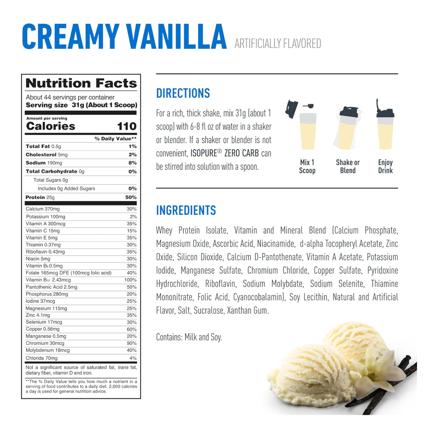 Isopure Zero Carb Vanilla 3LB