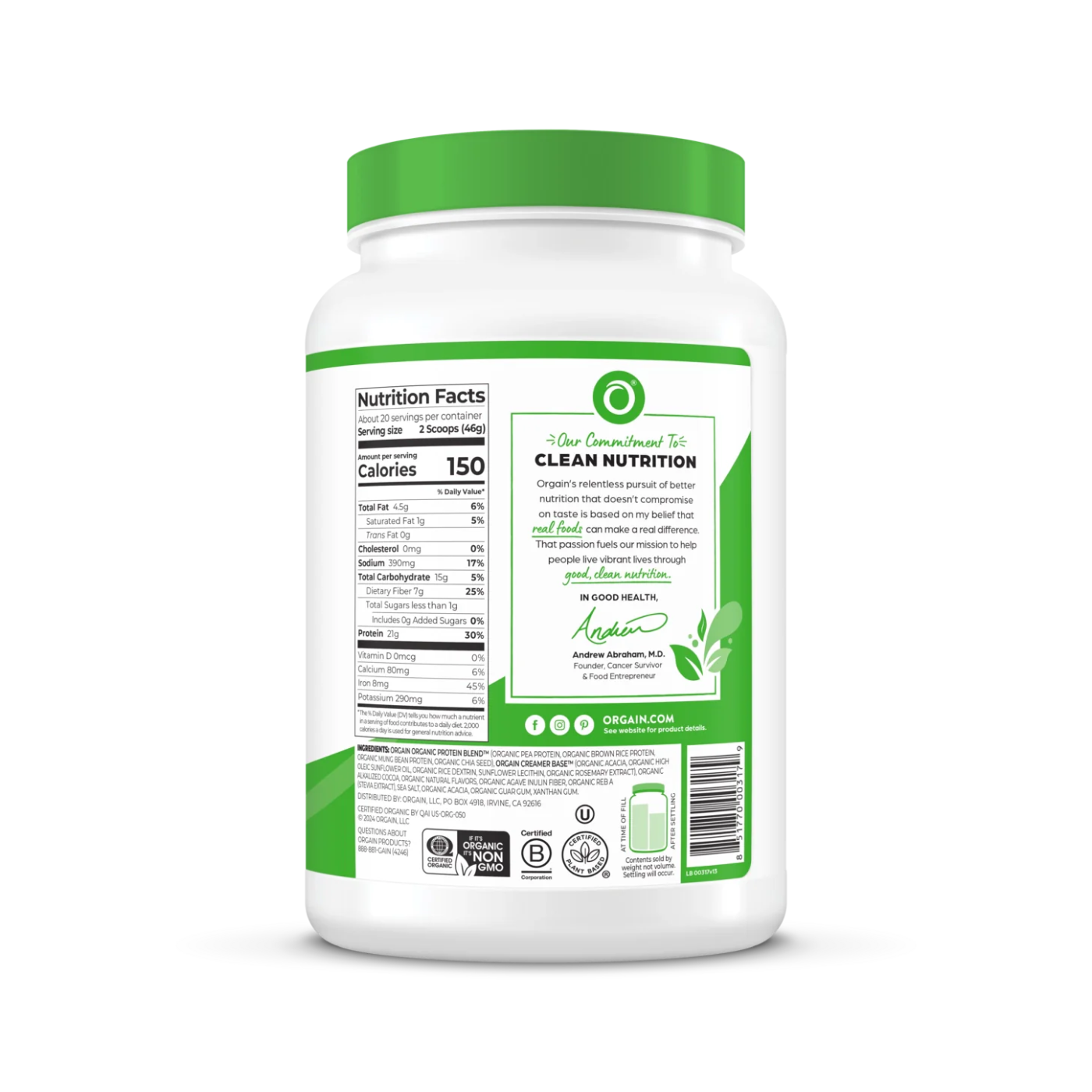 Organic Protein Plant Based 2lb Chocolate