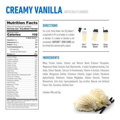 Isopure Zero Carb Vanilla 3LB