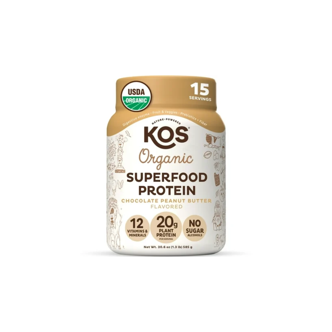 Kos Organic Plant Based Protein Powder Chocolate Peanut Butter